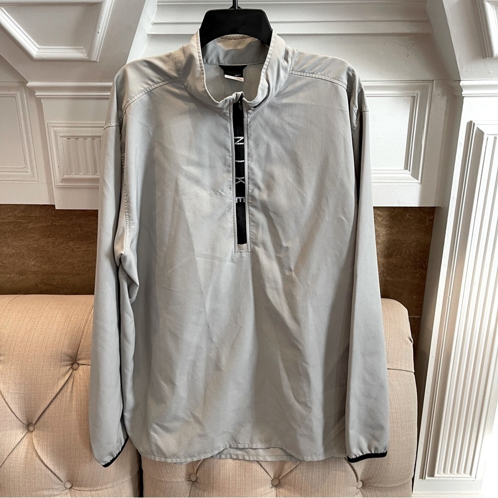 BX:  Nike Windbreaker Pullover Jacket Mens XL Gray 1/2 Zip Back Zipper pocket
